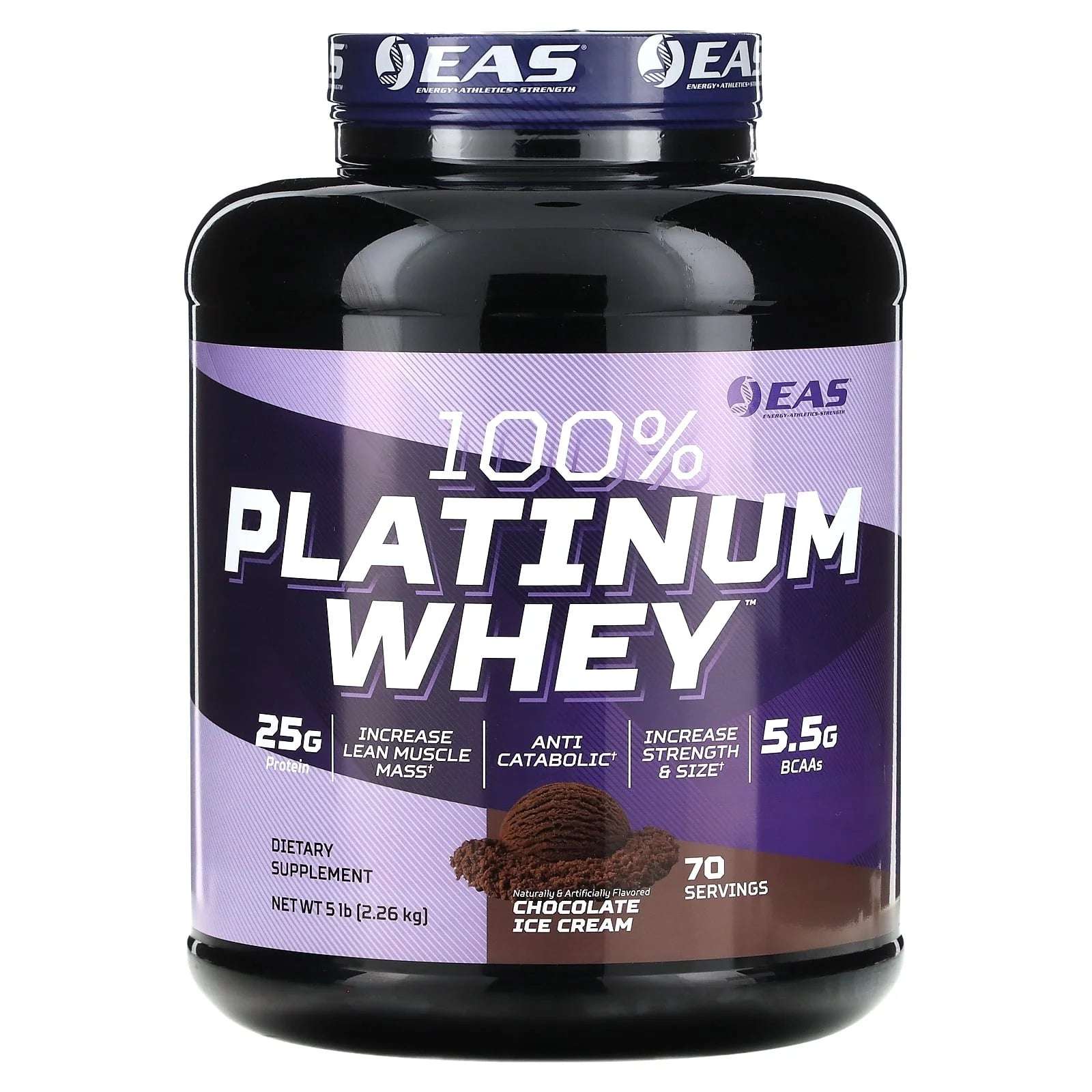 100% Platinum Whey Powder - 25G Protein, anti Catabolic, 5.5G Bcaas - 5Lb Chocolate Ice Cream