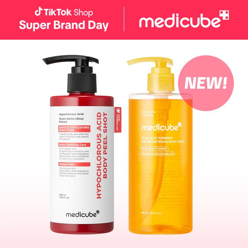 [NEW] [Medicube] Smooth & Clear Body Care Set | Hypochlorous Acid Body Peel Shot, Kojic Acid Turmeric Body Wash, Toner Pad, Toner, Mist | Exfoliating for Dead Skin Cells & Excess Sebum & Clearing for after Spots, Texture & Uneven Skin Tone | K-Beauty