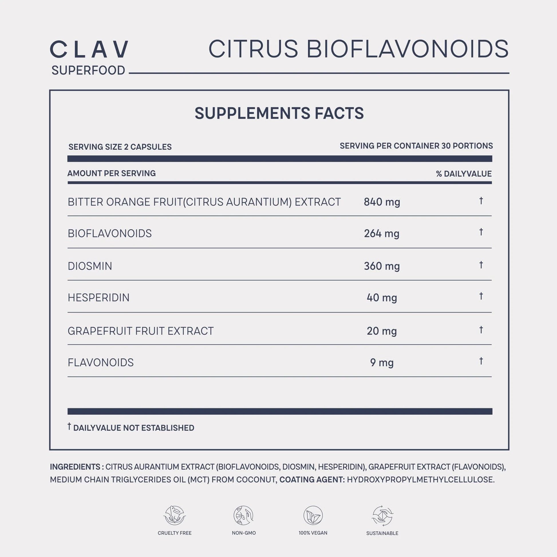 Citrus Bioflavonoids Vegan Flavonoids Supplements Made from Bitter Orange And