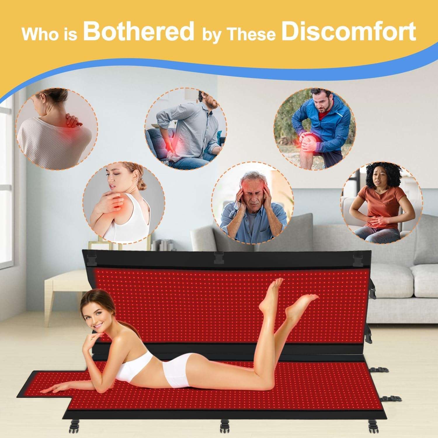 2025 New Dual Wavelength LED Beads 660Nm&850Nm Red Light Therapy Mat Full Body Used to Relieve Pain 73''X 33''