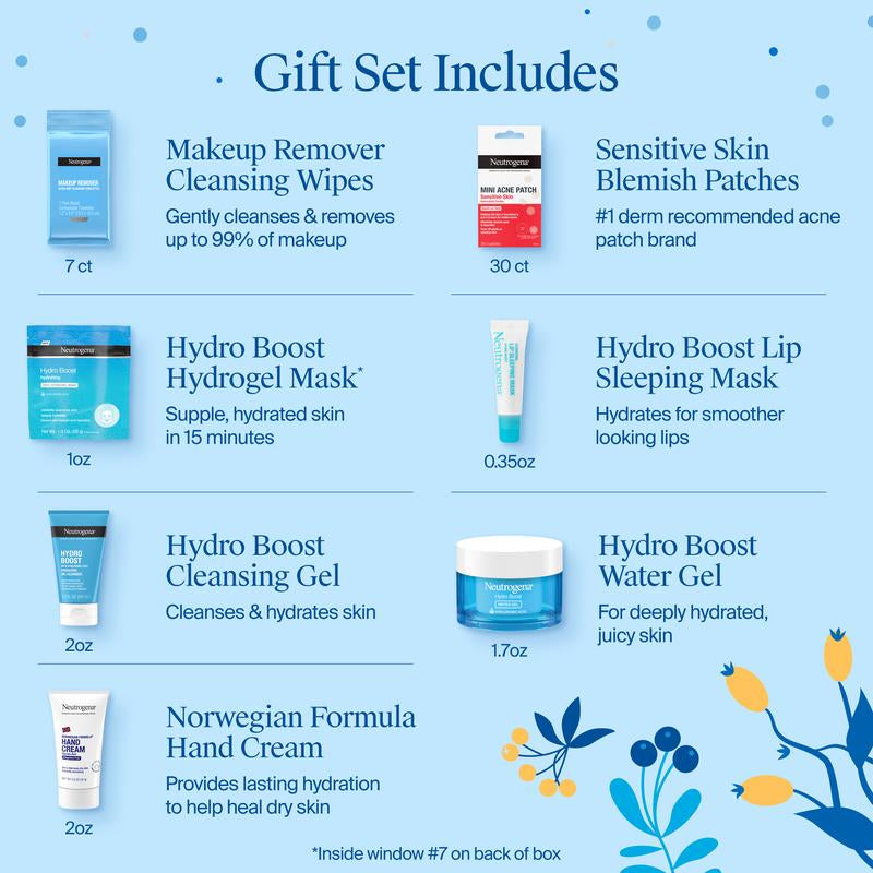 Neutrogena 7 Days of Skincare Advent Calendar Gift Set with 7 Items Including Hydro Boost Water Gel & Moisturizing Face Mask, Skincare Holiday Set
