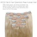 Blonde Human Hair Extensions for White Women 14 Inch 70G Blonde Double Weft Lace Real Human Hair Clip in Hair Extensions 4Pcs Platinum Blonde Hair Extensions Real Human Hair