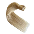 Blonde Human Hair Extensions for White Women 14 Inch 70G Blonde Double Weft Lace Real Human Hair Clip in Hair Extensions 4Pcs Platinum Blonde Hair Extensions Real Human Hair