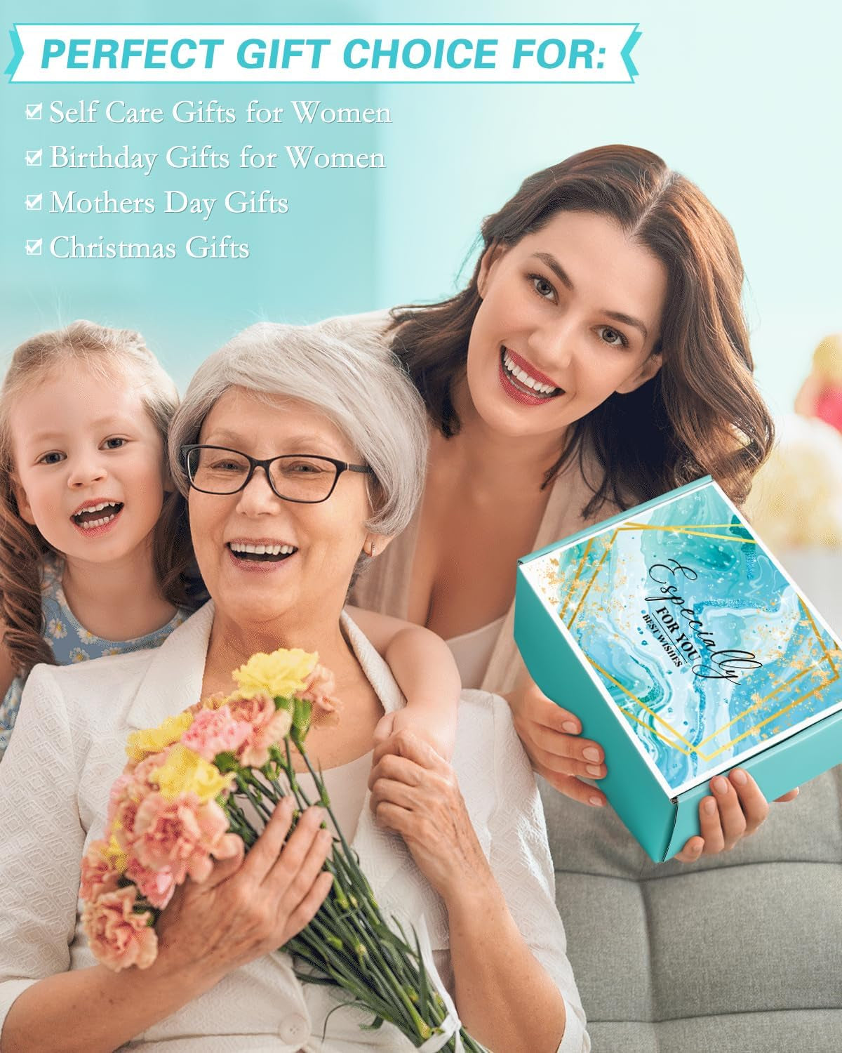 Birthday Gifts for Women, Birthday Gifts Baskets for Women, Mother'S Day Relaxing Spa Gift Baskets Self Care Package, Birthday Gift Box Ideas for Her Mom Wife Sister Female Friends Coworker Employee