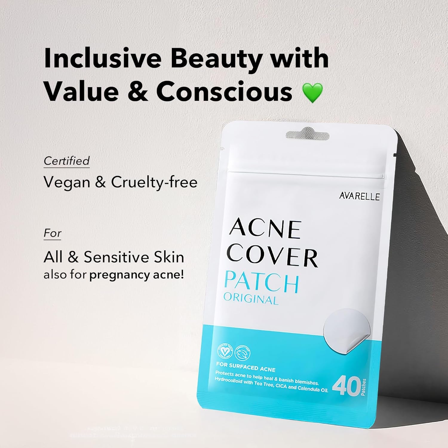 Acne Cover Patches, Eligible Hydrocolloid Pimple Patches for Face with Tea Tree Oil, Korean Skincare Zit Patches for Face | HSA Store Eligible Items | Vegan, Cruelty-Free