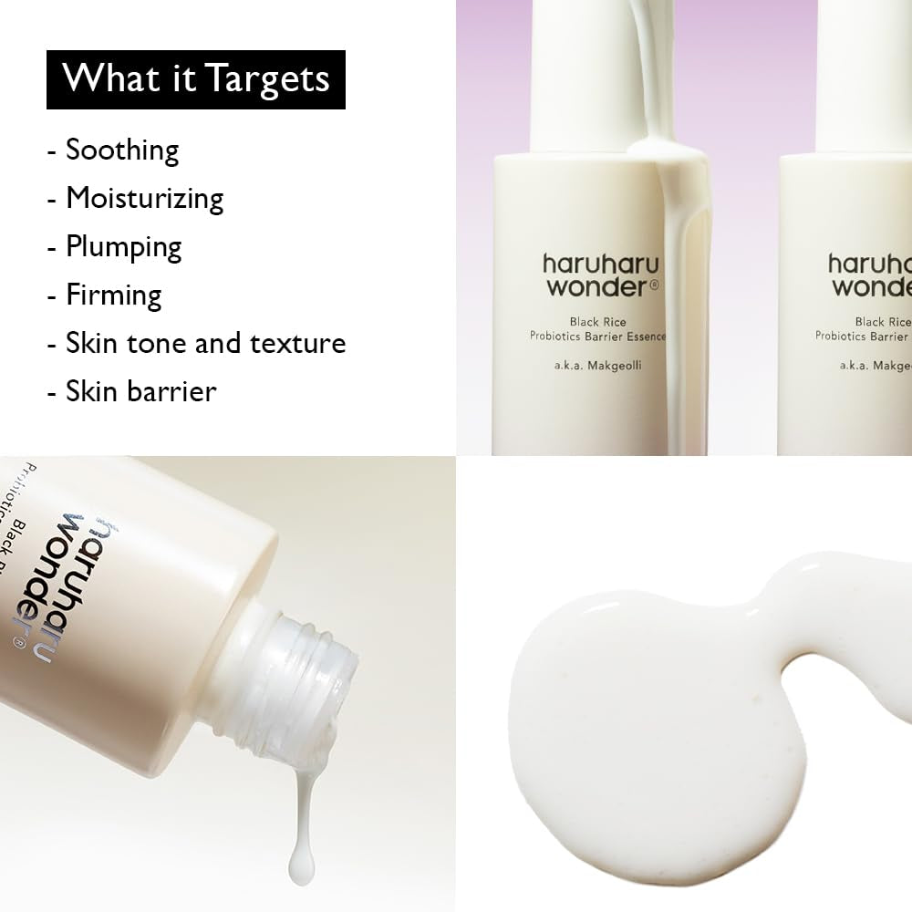 Wonder Black Rice Probiotics Barrier Essence 4.05 Fl. Oz Hydrating Milky Toner for Dry Skin, Soothes, Locks in Moisture, and Reduces Redness by Strengthening the Skin Barrier, Vegan